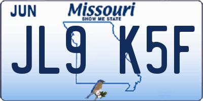 MO license plate JL9K5F