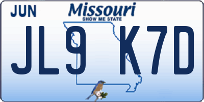 MO license plate JL9K7D
