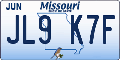 MO license plate JL9K7F