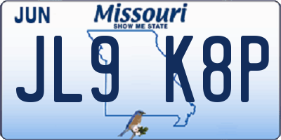 MO license plate JL9K8P