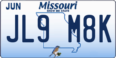 MO license plate JL9M8K