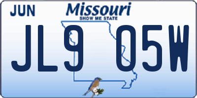MO license plate JL9O5W