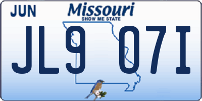 MO license plate JL9O7I