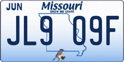 MO license plate JL9O9F