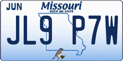 MO license plate JL9P7W