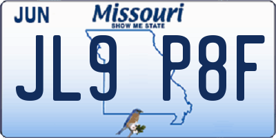 MO license plate JL9P8F