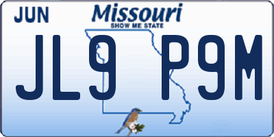 MO license plate JL9P9M
