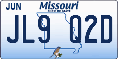 MO license plate JL9Q2D