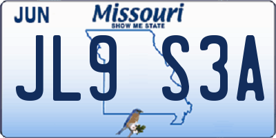MO license plate JL9S3A