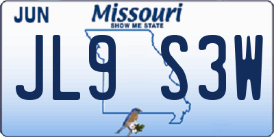 MO license plate JL9S3W