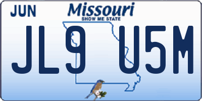 MO license plate JL9U5M
