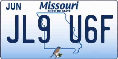 MO license plate JL9U6F