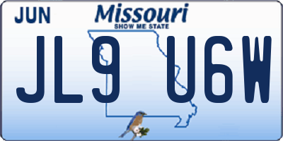 MO license plate JL9U6W