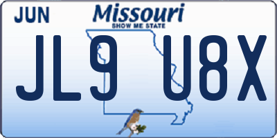 MO license plate JL9U8X