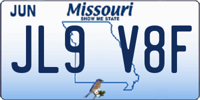 MO license plate JL9V8F