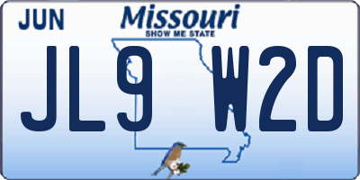 MO license plate JL9W2D
