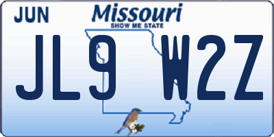MO license plate JL9W2Z