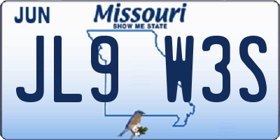 MO license plate JL9W3S