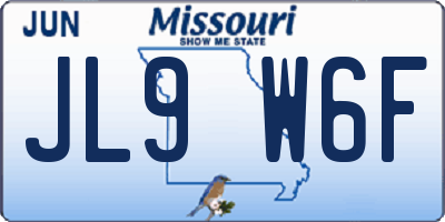 MO license plate JL9W6F