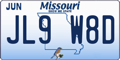 MO license plate JL9W8D