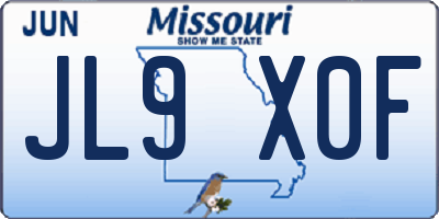MO license plate JL9X0F