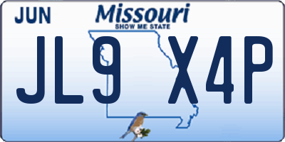 MO license plate JL9X4P