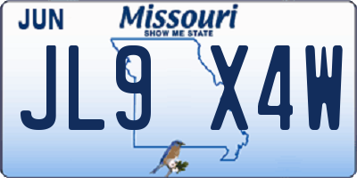 MO license plate JL9X4W