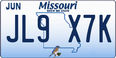 MO license plate JL9X7K