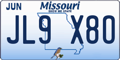 MO license plate JL9X8O