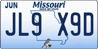 MO license plate JL9X9D