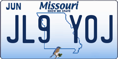 MO license plate JL9Y0J