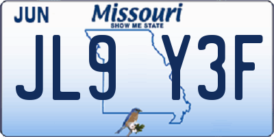 MO license plate JL9Y3F