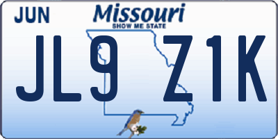MO license plate JL9Z1K