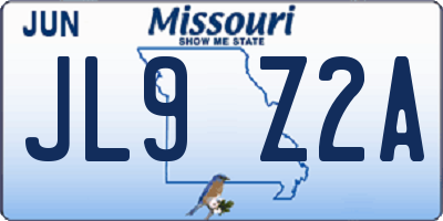MO license plate JL9Z2A