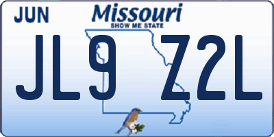 MO license plate JL9Z2L
