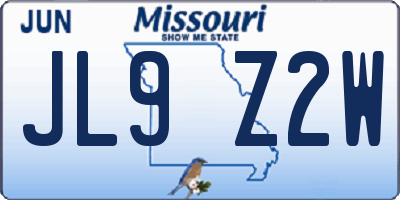 MO license plate JL9Z2W