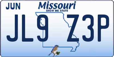 MO license plate JL9Z3P