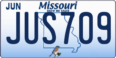 MO license plate JUS709