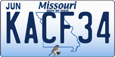 MO license plate KACF34