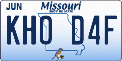 MO license plate KH0D4F