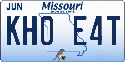 MO license plate KH0E4T