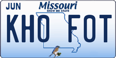 MO license plate KH0F0T