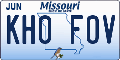 MO license plate KH0F0V