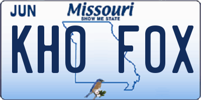 MO license plate KH0F0X