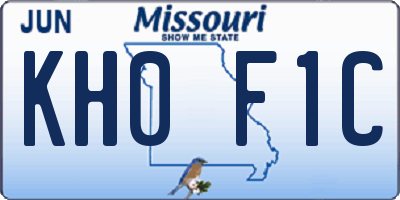 MO license plate KH0F1C