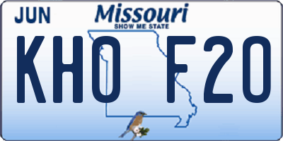 MO license plate KH0F2O