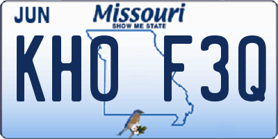 MO license plate KH0F3Q
