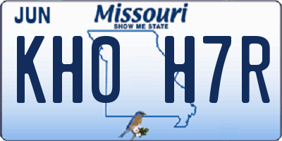 MO license plate KH0H7R