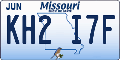 MO license plate KH2I7F