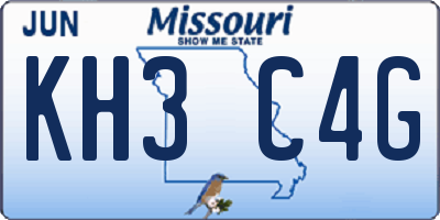 MO license plate KH3C4G